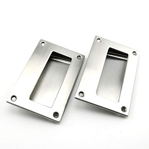 heyous 2pcs 5x3.2 inch Hidden Recessed Pull Handle Stainless Steel Square Flush Concealed Furniture Handle for Door Drawer Cupboard Cabinet Sliding Door - Image 1