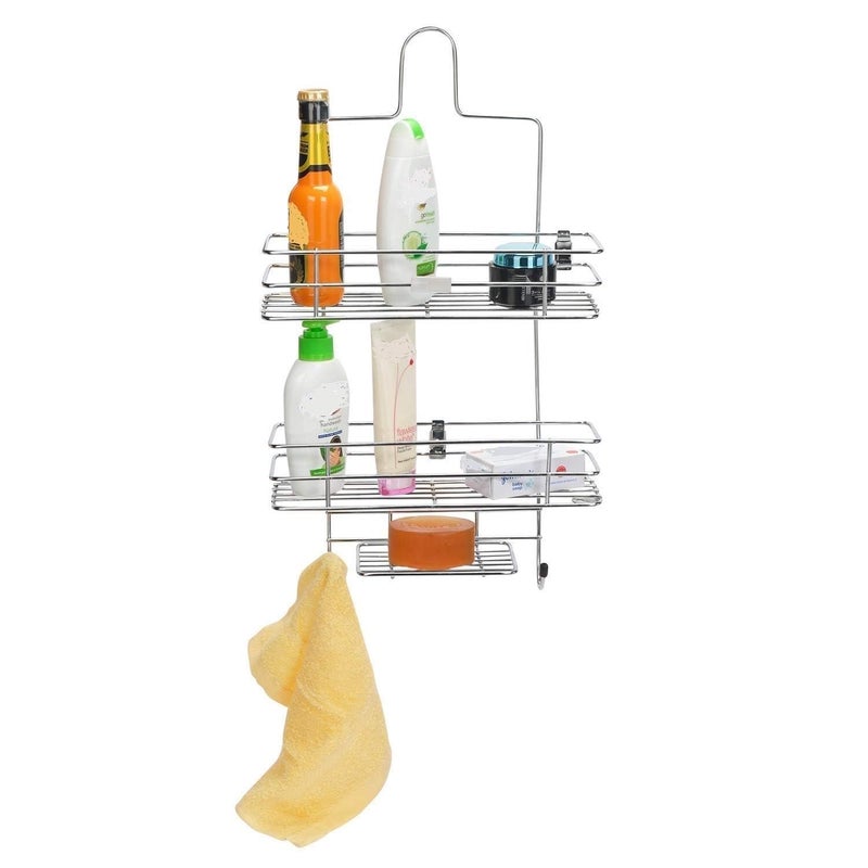 Touchcart Stainless Steel 3-Tier Shower Caddy Organizer – Rustproof Hanging Bathroom Shelf Rack with Hooks | Chrome-Plated Over Shower Head Storage Holder for Shampoo, Soap, Towels(Silver) - Image 4