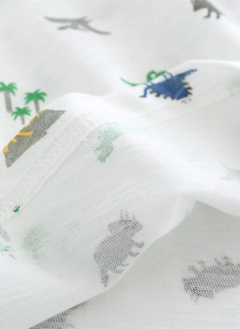 يونيكي White Printed Round Neck Pure Cotton Thirt
