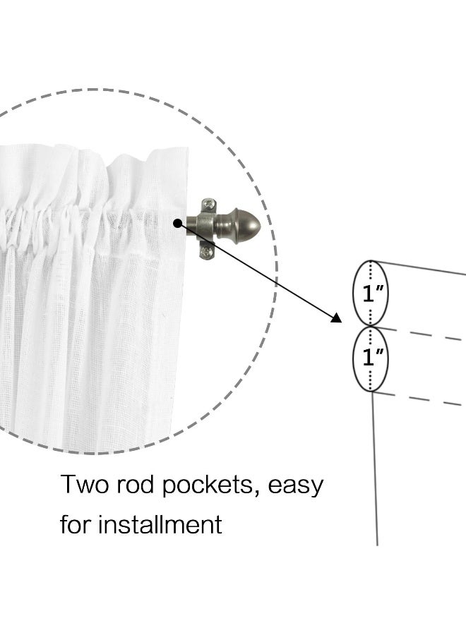 H.VERSAILTEX HVERSAILTEX Linen French Door Curtains Privacy Light Reducing Door Curtain with Tieback  Rod Pocket Curtain 1 Panel for Glass Door Feature Open Weave Textured Linen  52W x 72L  White - Image 3