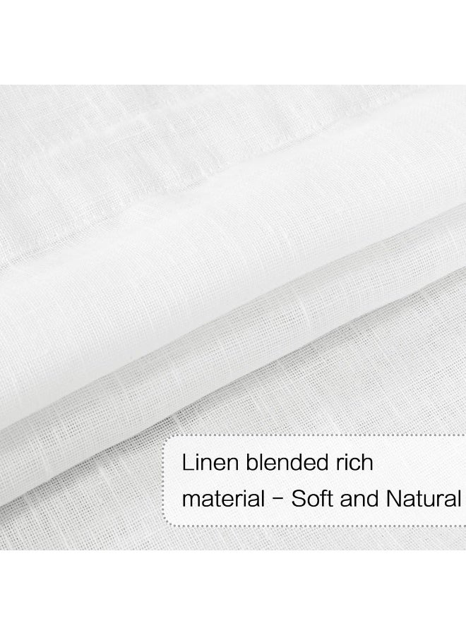 H.VERSAILTEX HVERSAILTEX Linen French Door Curtains Privacy Light Reducing Door Curtain with Tieback  Rod Pocket Curtain 1 Panel for Glass Door Feature Open Weave Textured Linen  52W x 72L  White - Image 4