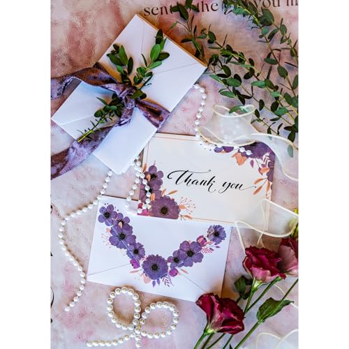 AZAZA Floral Thank You Cards with Envelopes 24 PK, Wedding Cards Unique Floral Design, 4x6 Wildflower Thank You Notes for Baby Shower, Bridal Shower, Sympathy (Kraft Butterfly) - Image 3