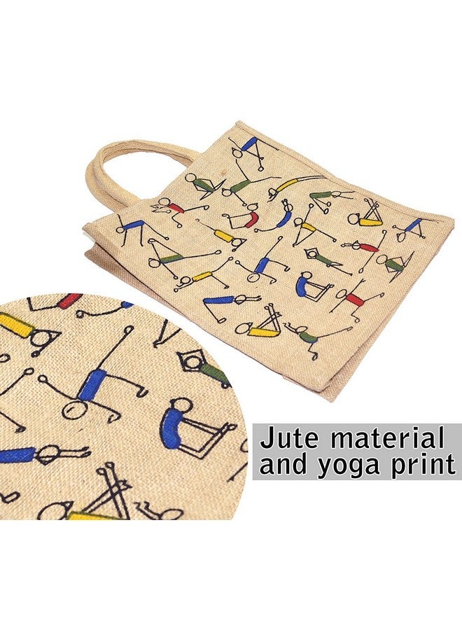 RangTeq Women's Tote Bag (Set of 2) (printed Yoga jute Bag_Beige) - Image 2
