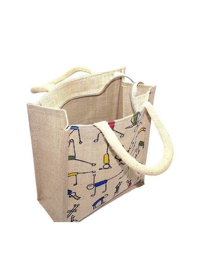 RangTeq Women's Tote Bag (Set of 2) (printed Yoga jute Bag_Beige) - Image 3