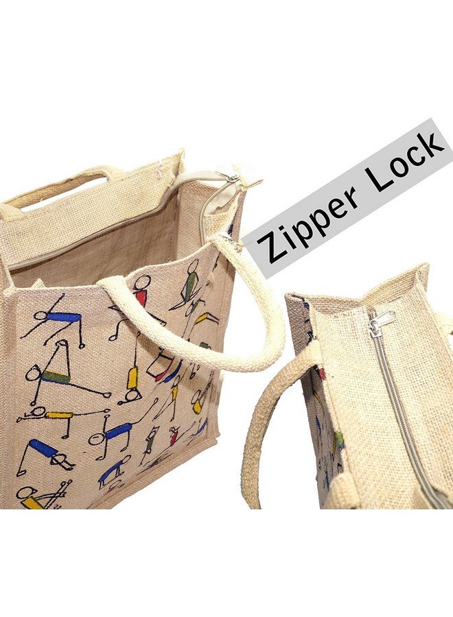 RangTeq Women's Tote Bag (Set of 2) (printed Yoga jute Bag_Beige) - Image 5