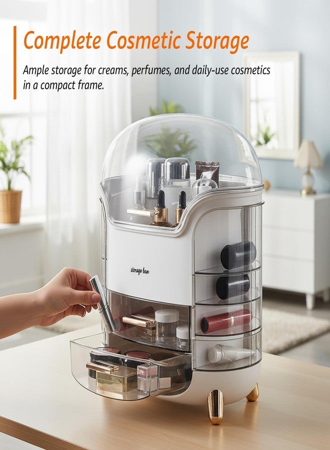 Eslora Glossy ABS+PC Cosmetic Storage Organizer | 30 × 20 × 34 cm | Multi-Compartment | Waterproof & Dustproof Lid | White - Image 3