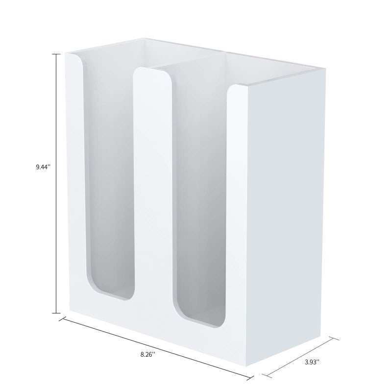 Richboom Acrylic Coffee Cup And Lid Storage Organizer Holder 2 Compartments White - Image 3