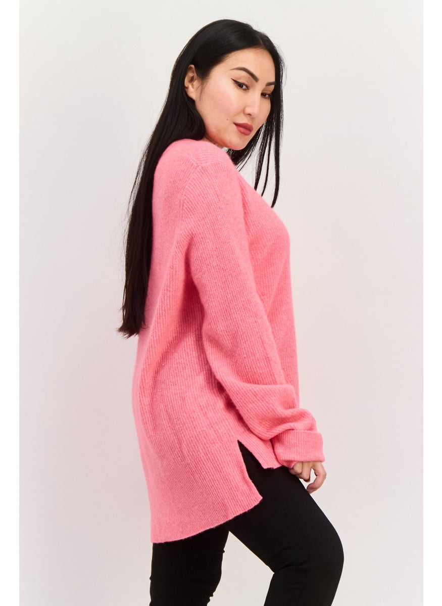 ESPRIT Women Crew Neck Knitted Sweater, Pink  - Image 3