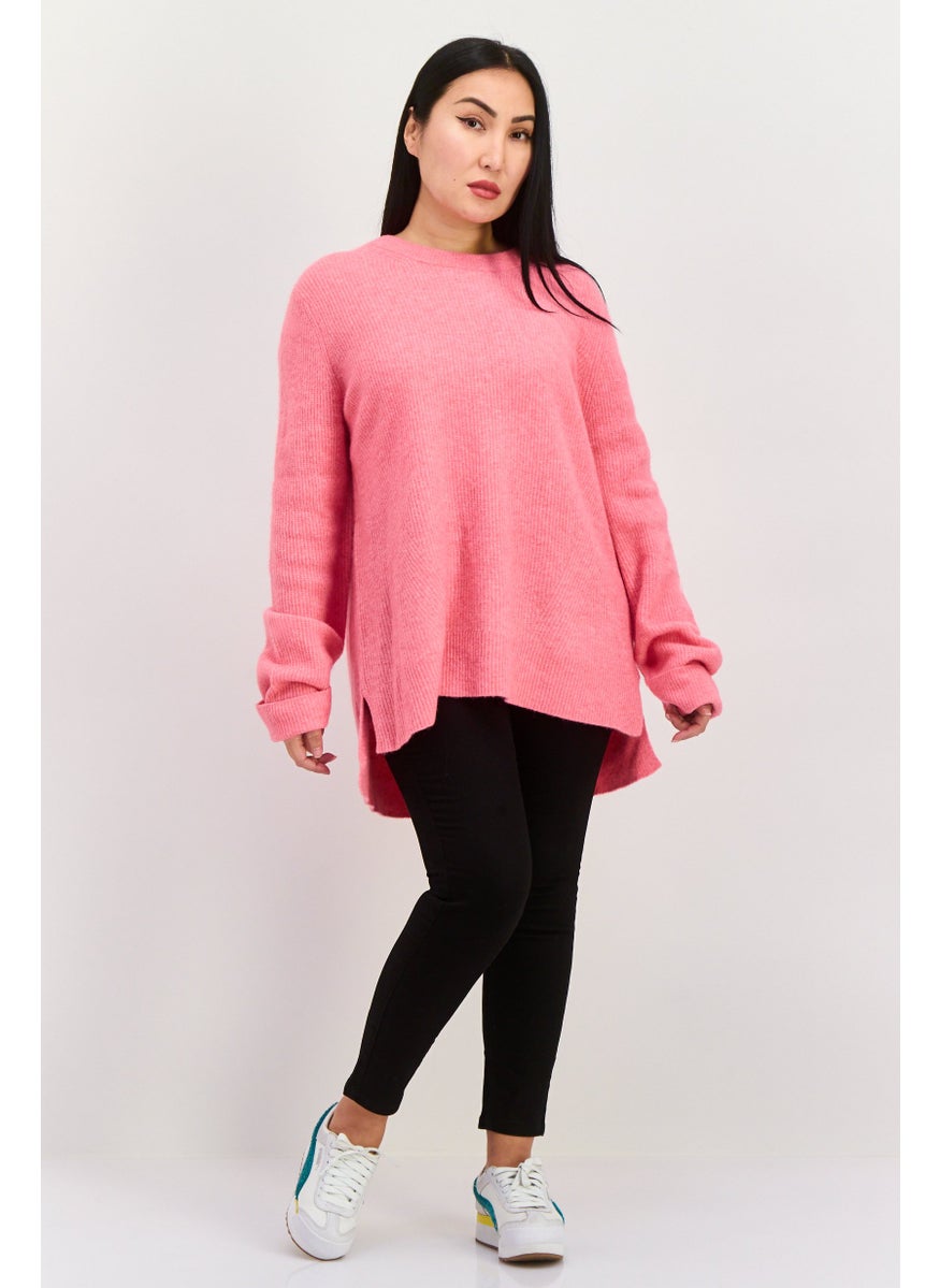 ESPRIT Women Crew Neck Knitted Sweater, Pink  - Image 2