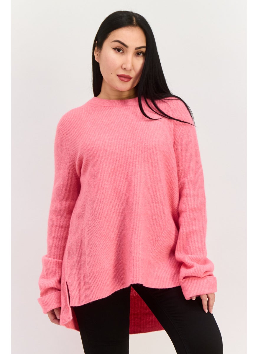 ESPRIT Women Crew Neck Knitted Sweater, Pink  - Image 1