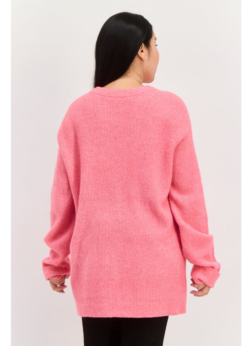 ESPRIT Women Crew Neck Knitted Sweater, Pink  - Image 4