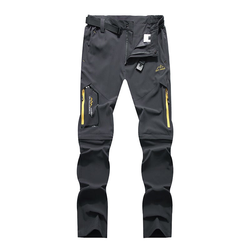 Generic Quick-drying Pants for Men and Women Summer Thin Removable Two-piece Casual Pants Rushsuit Pants Straight Fitness Sports Mountaineering Pants Black - Image 2