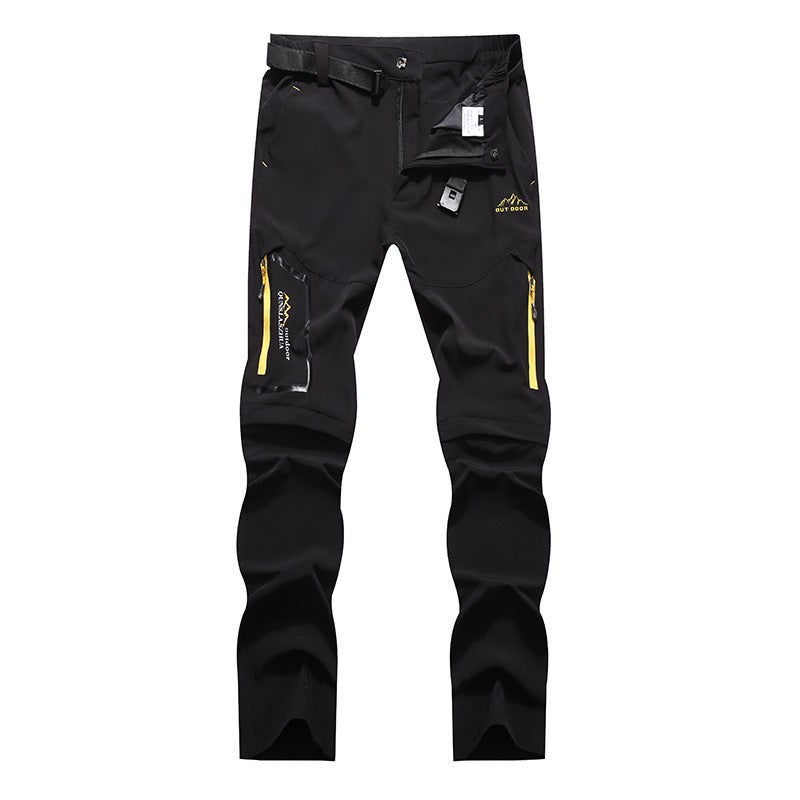 Generic Quick-drying Pants for Men and Women Summer Thin Removable Two-piece Casual Pants Rushsuit Pants Straight Fitness Sports Mountaineering Pants Black - Image 1