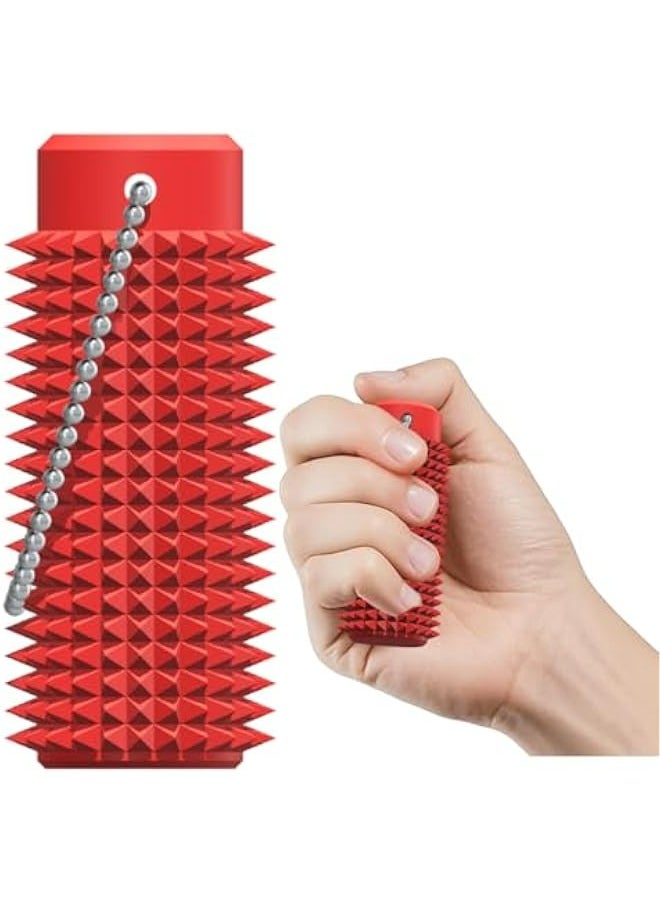 Red Little Ouchies Fidget - Spiky Grippie Pocket Stim Keychain, Stress Relief Sensory Toy for Adults, Unique Gifts for Loved Ones  - Image 1