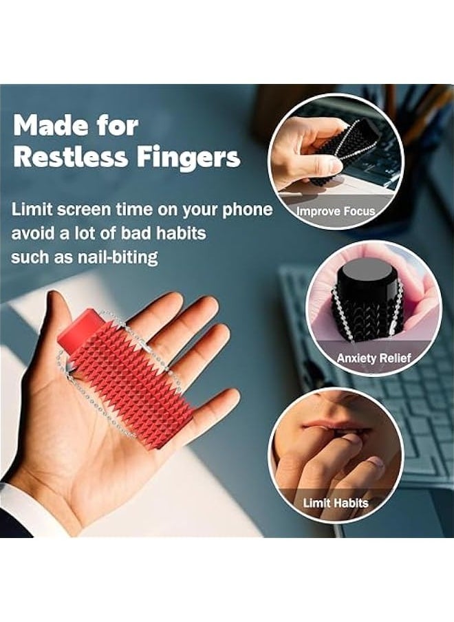 Red Little Ouchies Fidget - Spiky Grippie Pocket Stim Keychain, Stress Relief Sensory Toy for Adults, Unique Gifts for Loved Ones  - Image 4