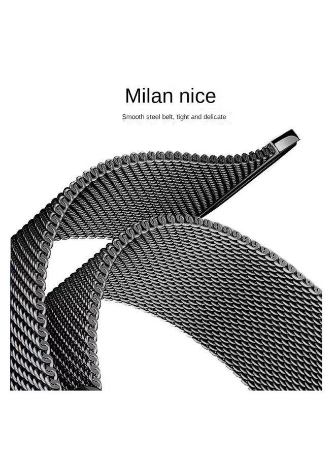 NIBEMINENT 2 Pack Suitable For Apple Watch Alpine Watch Band 49mm/45mm/44mm/42mm Milan Stainless Steel Magnetic Watch Band Compatible With Iwatch Series 8/Ultra/7/Se/6/5/4/3/2/8/9 /Silver Black  - Image 3