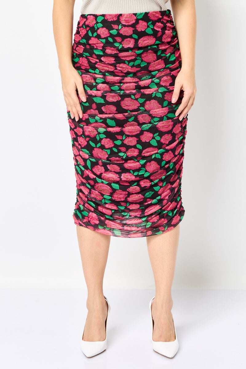 PINKO Women Floral Print Midi Skirt, Multicolor - Image 1