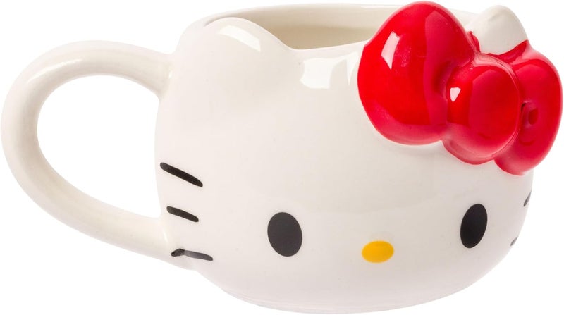 Silver Buffalo Sanrio Hello Kitty Different Color Bows 3 Pack Ceramic 3D Sculpted Mini Cup Set with Handles Perfect as a Sugar Cream or Milk Set 35 Ounces - Image 4