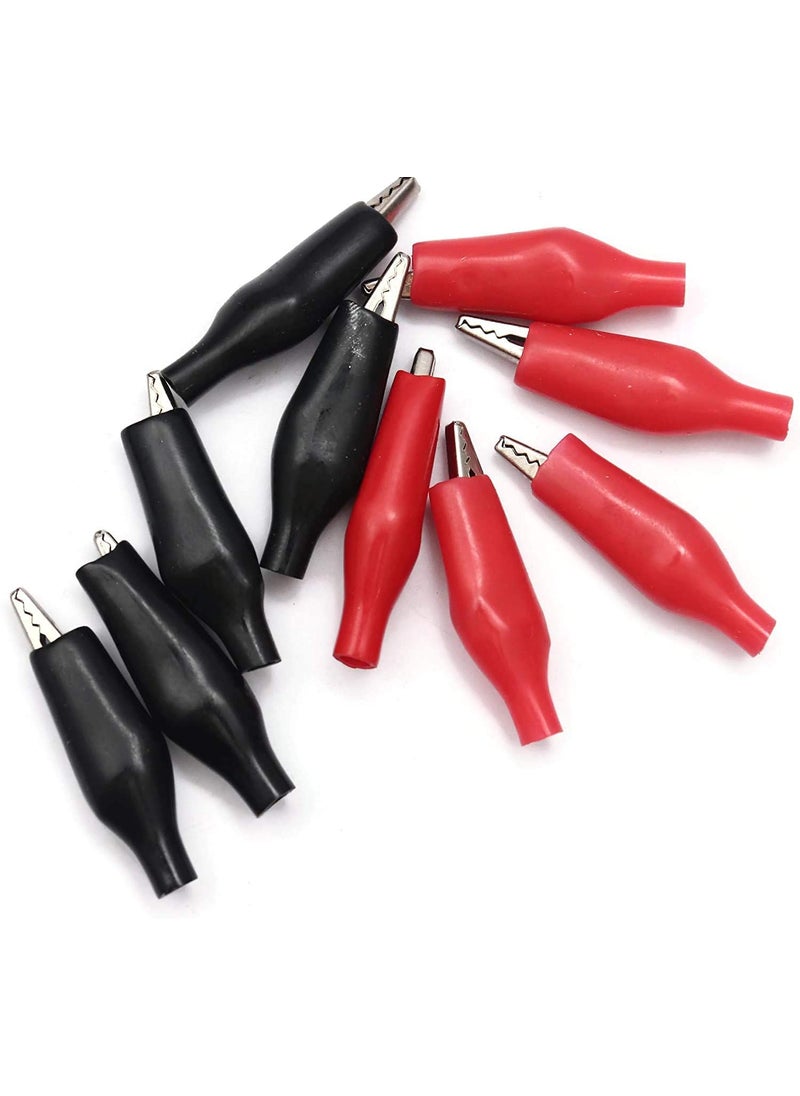 R&D RD Crocodile Alligator Clips Electrical Test Clamps with Protective Insulation CoverRed and Black Pack of 2  - Image 2