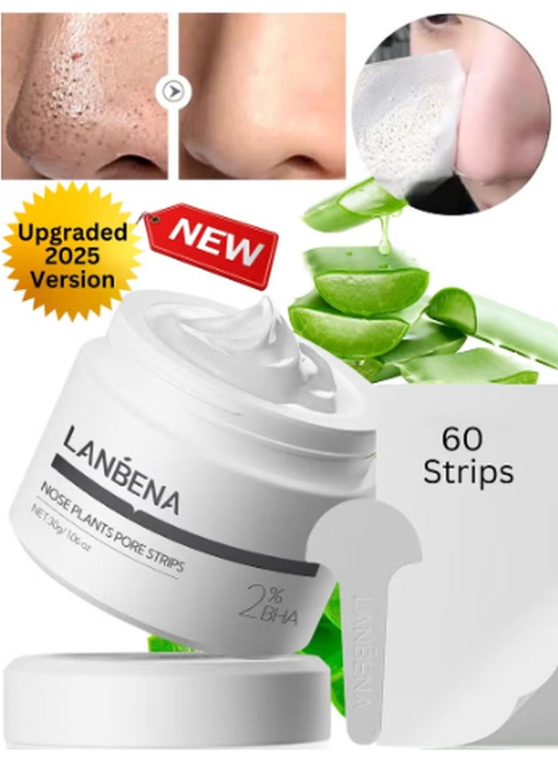 LANBENA Nose Plants Pore Strips 2.0,Upgraded Blackhead Remover Mask with Salicylic Acid, Amazonian White Clay, Pore Cleanser Purifying Peel off Face Mask with 60 PCS Strips, Peel Off Mask Nose Strips Aloe Facial Mask 30g - Image 5