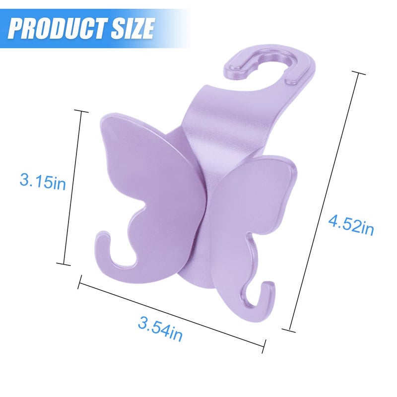 HZEL Car Seat Headrest Hook, Cute Vehicle Backseat Hanging Storage Organizer for Purse Coat Umbrella, Automotive Interior Seatback Hanger Decor Accessories, Universal for Most Cars (Purple) - Image 2