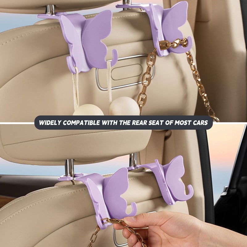 HZEL Car Seat Headrest Hook, Cute Vehicle Backseat Hanging Storage Organizer for Purse Coat Umbrella, Automotive Interior Seatback Hanger Decor Accessories, Universal for Most Cars (Purple) - Image 5