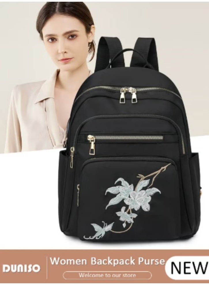 DUNISO DUNISO Women’s Embroidered Backpack | Chinese - Style Flowers, Stylish and Elegant - Image 1