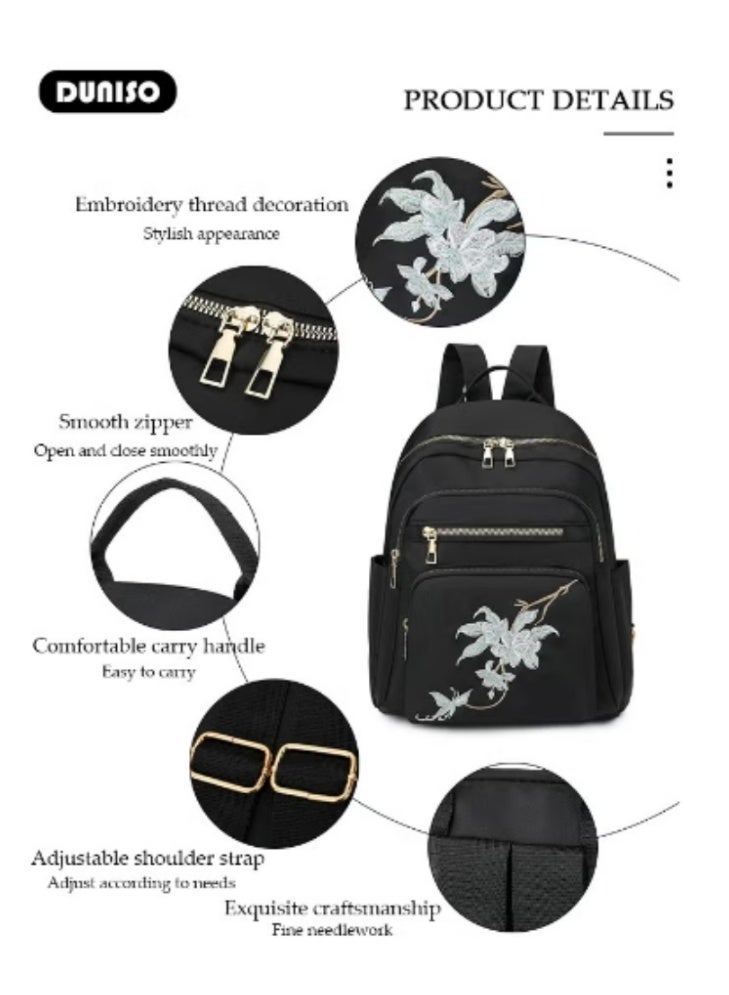 DUNISO DUNISO Women’s Embroidered Backpack | Chinese - Style Flowers, Stylish and Elegant - Image 2