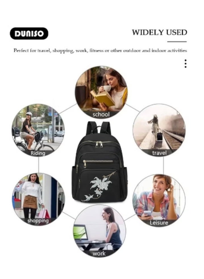 DUNISO DUNISO Women’s Embroidered Backpack | Chinese - Style Flowers, Stylish and Elegant - Image 3