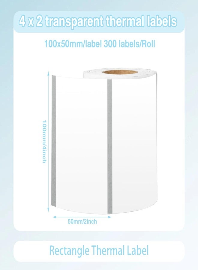 DLUGOPIS P130 PM-246S 300pcs 4" x 2" Transparent Thermal Labels - Waterproof Rectangular Sheet Labels for P941 M221 Compatibility - Image 2