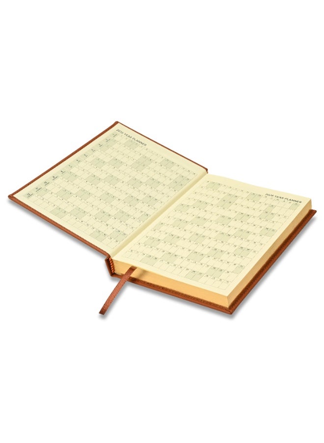 FIS 2026 Diary, Golden A5 Size Diary(148x210mm), Italian PU Materials, 1 Side Padded & Sewn Cover, Gilded Edges, English, 70gsm Italian Ivory Paper, Brown Color-FSDI26EG26BR - Image 3
