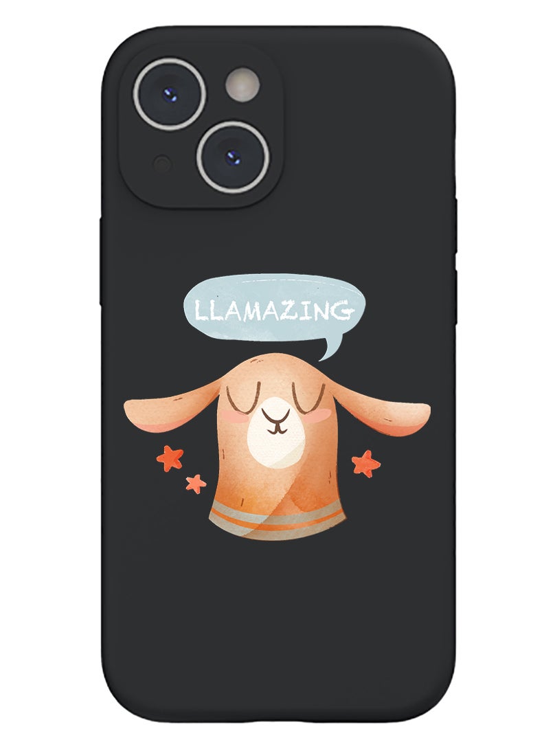 Theodor Protective Slim Fit Case Liquid Silicone Cover with Full Body Protection Anti-Scratch Shockproof Case For iPhone 15 Plus Black - Llamazing lama  - Image 1