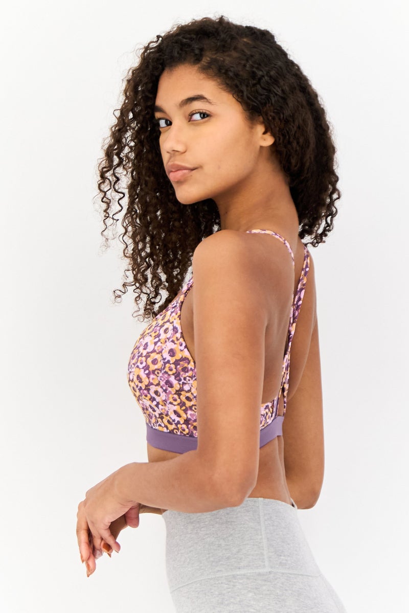 Adidas Women Floral Pattern Padded Light Support Sports Bra, Multicolor - Image 2