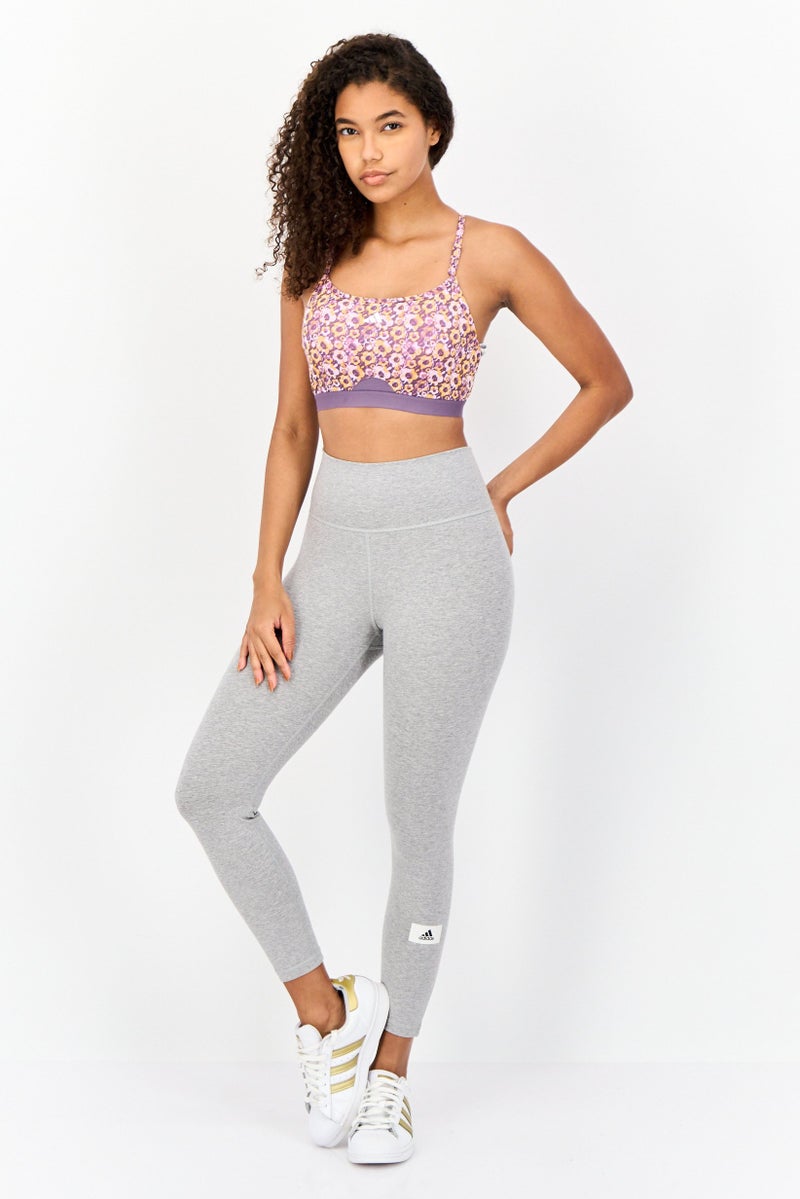 Adidas Women Floral Pattern Padded Light Support Sports Bra, Multicolor - Image 3