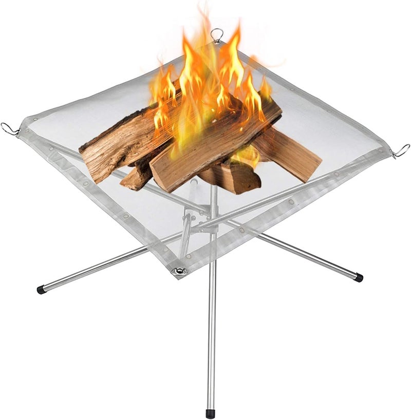 Paporich Portable Outdoor Fire Pit 22 Inch Upgrade Foldable Stainless Steel Mesh Fire Pit Wood Burning, Collapsible Fireplace Space Saving Perfect for Camping,Patio, Garden (Carrying Bag Included) - Image 1
