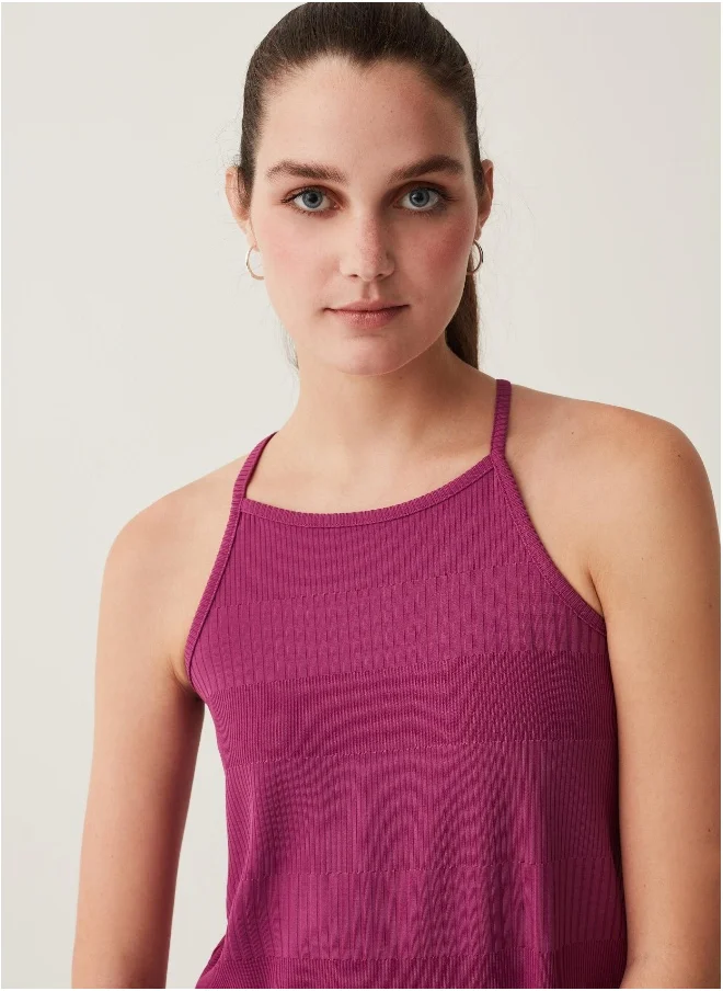 او في اس Ovs Short Stretch Dress With Flat Ribbing