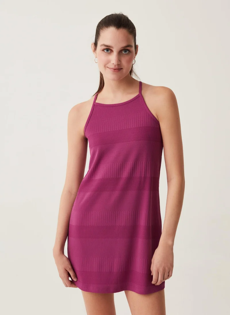 او في اس Ovs Short Stretch Dress With Flat Ribbing