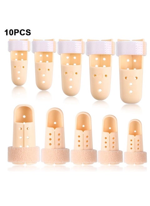 10Pcs Finger Splint, Finger Splint Mallet Finger Support Finger Splint Brace Finger Stabilizer Kit for Thumb Middle Ring Index Pinky Finger Straightener for Finger Joint 5 Sizes