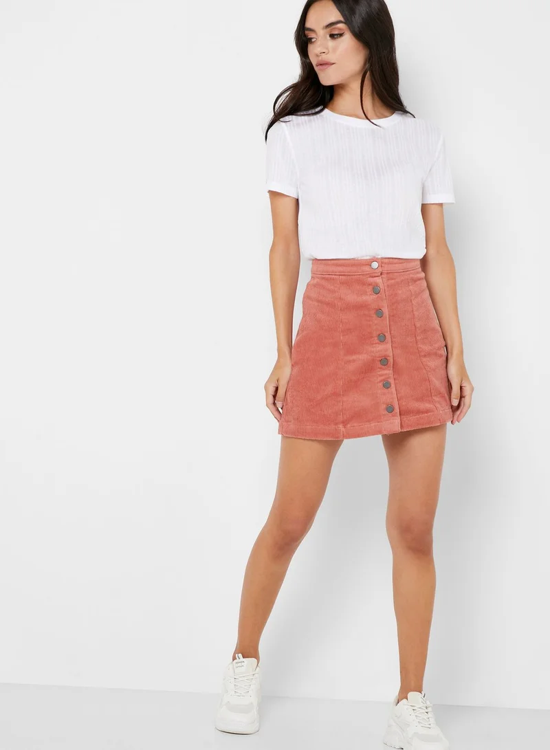 FOREVER 21 Button Through Corduroy SKirt