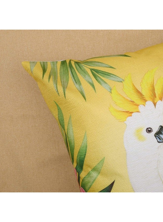Bonhause Tropical Birds Toucan Cushion Covers 45 x 45 cm Parrots Flowers Leaves Decorative Throw Pillow Covers Polyester Linen Summer Pillowcases for Sofa Garden Patio Outdoor Home Decor Set of 4 - Image 4