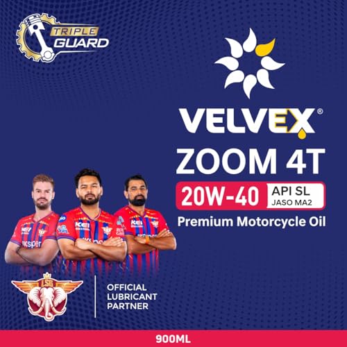 Velvex Zoom 4T 20W-40 Premium Motorcycle Oil (900 ML) | Triple Guard Protection for Bikes | Smoother Engine Operation | API SL/JASO MA2 - Image 3