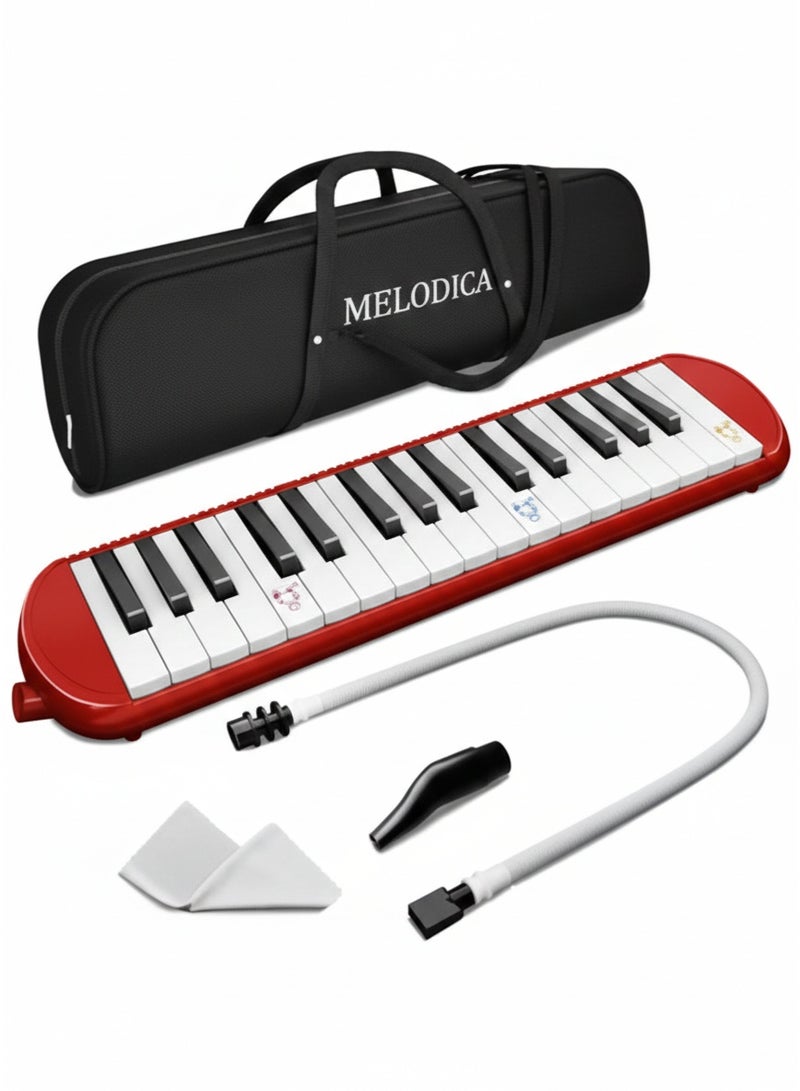 Megarya Portable 32-Key Melodica Air Piano Keyboard – Elegant Red with Carry Bag | Lightweight & Easy to Play for Kids & Beginners - Image 1