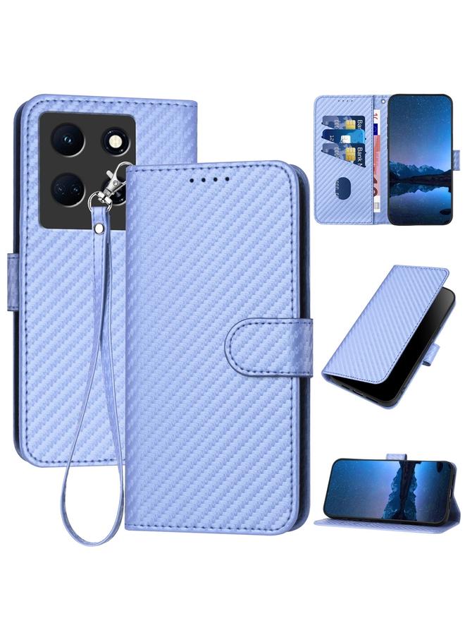 S-TOP Case For Infinix Note 30 5G YX0070 Carbon Fiber Buckle Leather Phone Case with Lanyard - Image 1