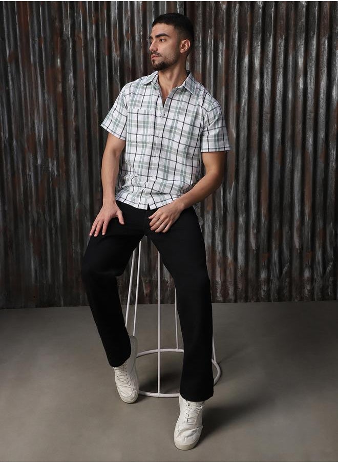HIGH STAR Men Comfort Tartan Checks Textured Checked Half Sleeve Casual Shirt  - Image 2