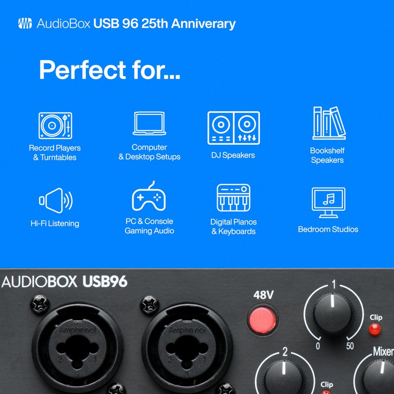 PreSonus AudioBox 96 25th Anniversary USB Audio Interface with Studio One Artist DAW Recording Software - Image 3