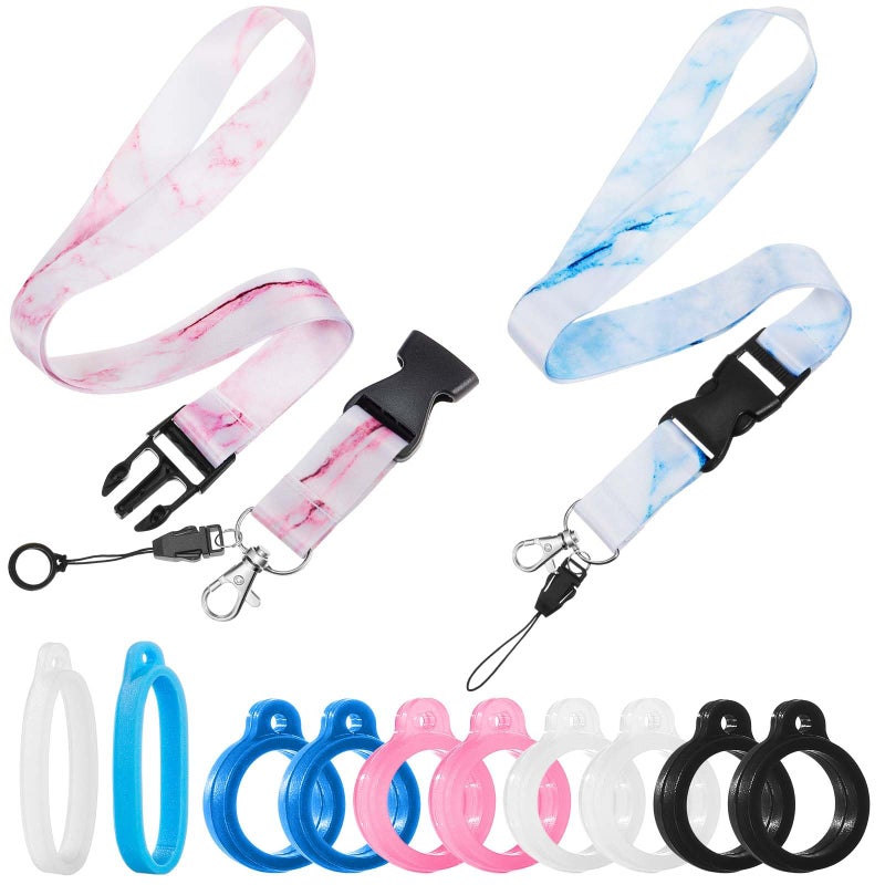 Shappy 12 Pcs Anti Lost Necklace Lanyard Set Include 2 Neck Lanyard Strap with 10 Ring Adjustable Holder(Classic Color) - Image 1