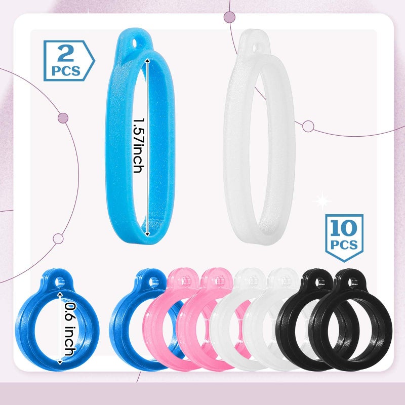 Shappy 12 Pcs Anti Lost Necklace Lanyard Set Include 2 Neck Lanyard Strap with 10 Ring Adjustable Holder(Classic Color) - Image 3