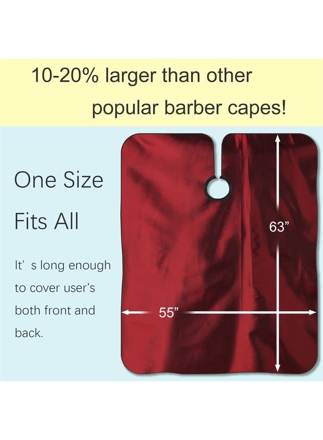 Iusmnur Barber Cape, Professional Hair Salon Cape with Adjustable Metal Clip, Shampoo Hair Cutting Cape for Barbers and Stylists - 55 x 63 inches (Wine Red) - Image 2