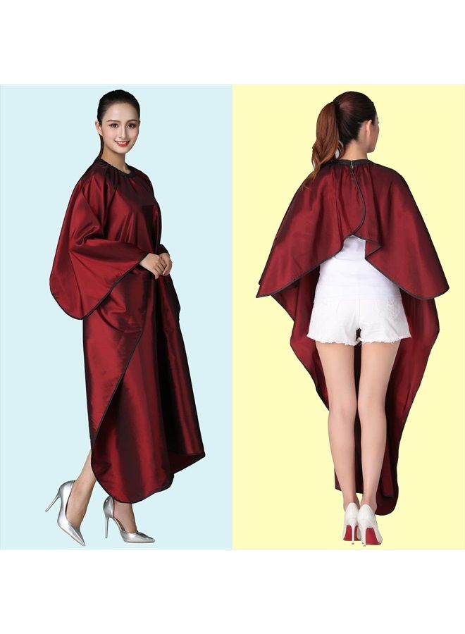 Iusmnur Barber Cape, Professional Hair Salon Cape with Adjustable Metal Clip, Shampoo Hair Cutting Cape for Barbers and Stylists - 55 x 63 inches (Wine Red) - Image 1