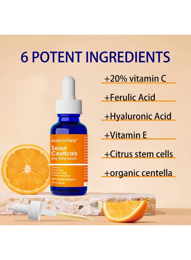 wachinas SeoulCeuticals Korean Skin Care 20% Vitamin C Hyaluronic Acid Serum + CE Ferulic Acid - Potent Anti Aging, Anti Wrinkle Korean Beauty 1oz - Image 3